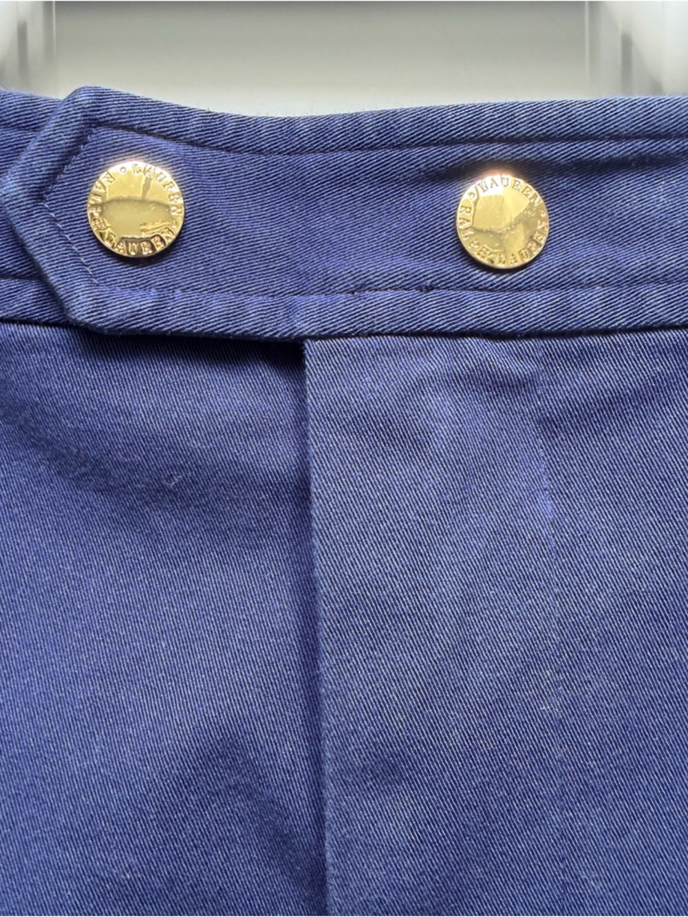 LAUREN RALPH LAUREN KNEE LENGTH PENCIL SKIRT NAVY 10 COTTON SNAP ZIP CLOSURE - Picture 2 of 10